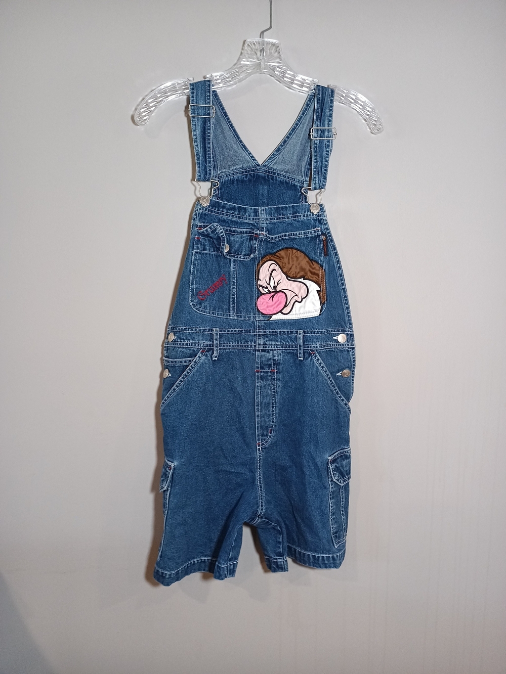 Disney Classics Vintage Denim Overall Shorts 00' Seven Dwarfs Grumpy Size S